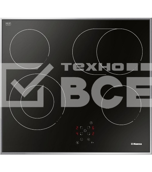 Встраиваемая варочная панель Hansa BHCI66706 Стеклокерамика, независимая, сенсорное управление, таймер, рамка, черная