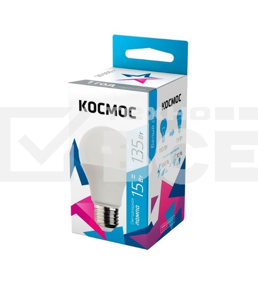 Лампа светодиодная LED BASIC A60 15Вт 220В E27 4500К КОСМОС LkecLED15wA60E2745