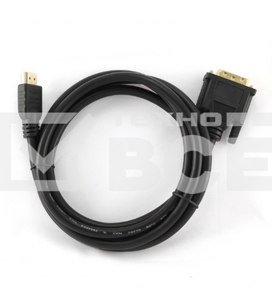 Кабель HDMI-DVI Cablexpert CC-HDMI-DVI-6, 19M/19M, single link, медь, позол.разъемы, экран, 1.8м, черный, пакет