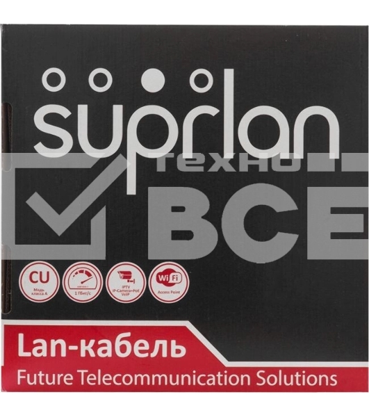 Кабель информационный Suprlan Premium 01-0307-1, кат.5E U/UTP 4 пары 24AWG LSZH, универсальный, 305м, серый