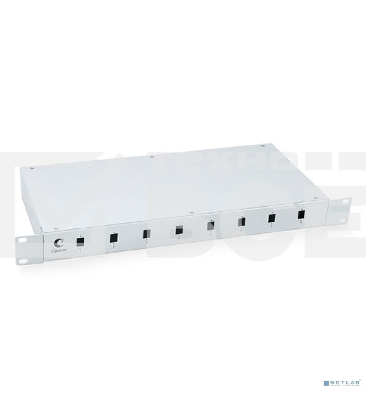 Бокс оптический Cabeus, портов: 8, SC/LC (duplex), 16 хОВ, 1U, 44х485х200 мм (ВхШхГ), серый, (FO-19-8SC)