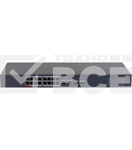 Коммутатор Dahua DH-CS4220-16GT-190 16x100 Мбит/с 2x1 Гбит/с 2xКомбо(1000BASE-T/SFP) управляемый