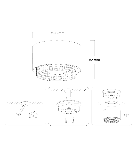 Светильник Ambrella light TN71275 BK/GD черный/золото GX53 max 12W D95*62