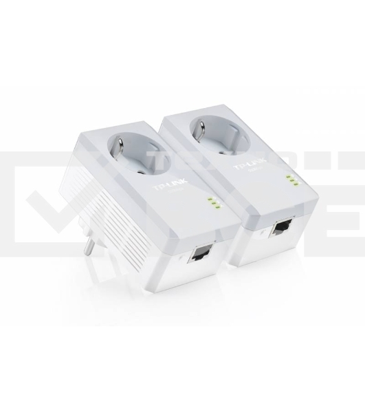 Сетевой адаптер TP-Link TL-PA4010PKIT AV600 Powerline Adapter with AC Pass Through Starter Kit, Ultra Compact Size, 500Mbps Powerline Datarate, 10/100Mbps Fast Ethernet, HomePlug AV, Green Powerline, Plug and Play