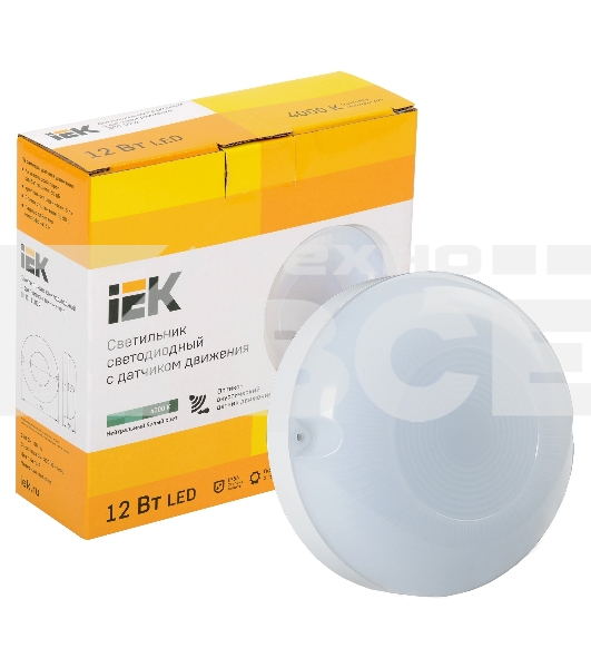 Светильник Iek LDPO3-1002-012-4000-K01LED ДПО 1002 12Вт 4000K IP54 с акуст.датч.