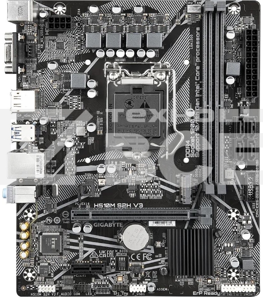 Материнская плата Gigabyte H510M S2H V3, LGA 1200, Intel H470, 2xDDR4, 4xSATA, 1xM.2, 1xPCIe 3.0 x16, 1xDP, 1xHDMI, 1xVGA, 1x 1Gb LAN, 2xUSB-A 3.2 Gen 1, 4xUSB-A 2.0, 3x 3.5 мм, 7.1, mATX
