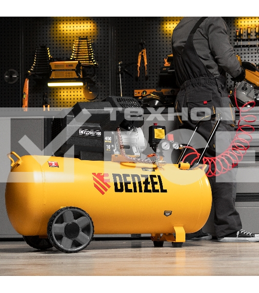 Компрессор Denzel воздушный DKV2200/100,Х-PRO 2.2 кВт, 400 л/мин, 100л 58079
