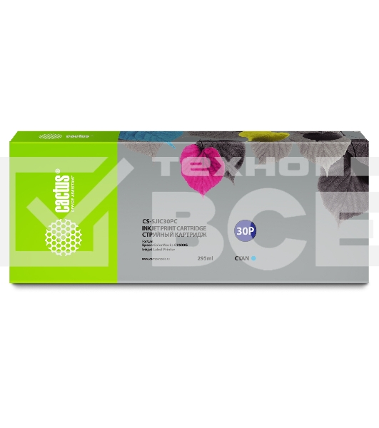 Картридж струйный Cactus CS-SJIC30PC голубой (295мл) для Epson ColorWorks TM-C7500G