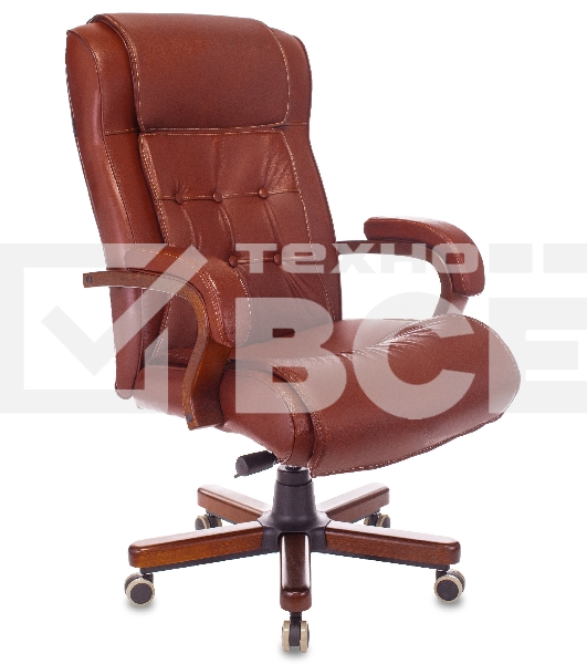 Кресло руководителя Бюрократ T-9926WALNUT светло-коричневый Leather Eichel, кожа, крестовина металл/дерево