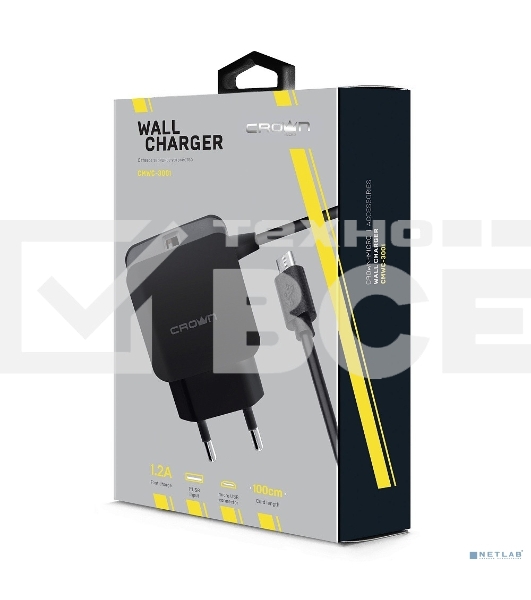 Сетевое зарядное устройство универсальное Crown CMWC-3001 черный