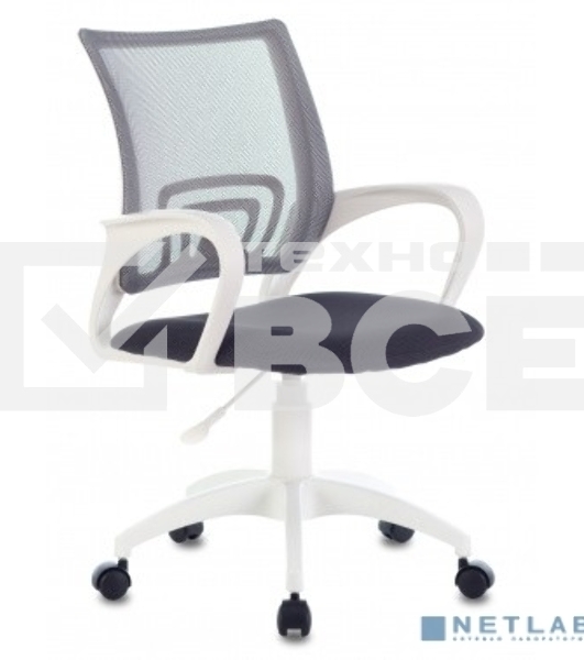 Кресло компьютерное Бюрократ CH-W695NLT TW-04 TW-12 темно-серый, сетка/ткань, крестовина пластик, пластик белый