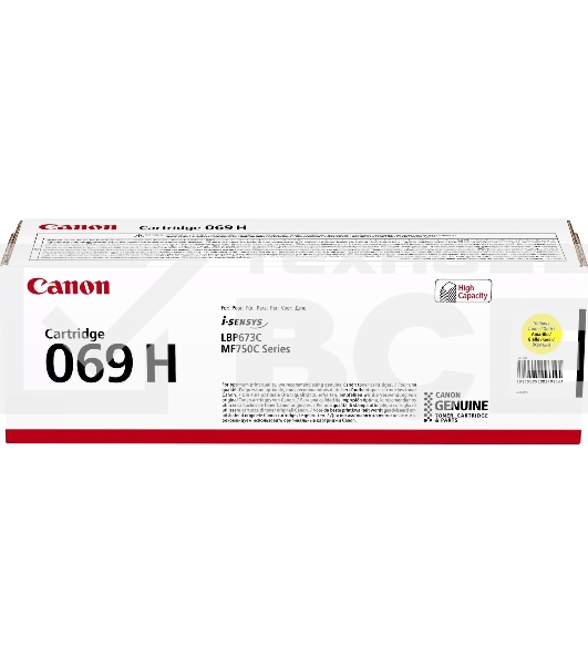Картридж лазерный Canon 069HY (5095C002/004) желтый (5500 стр. повышенной ёмкости) для CANON MF752Cdw/754Cdw, LBP673Cdw