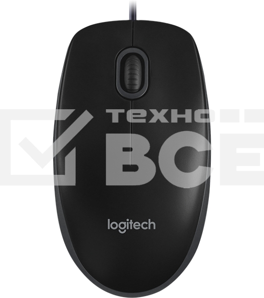 Мышь проводная Logitech B100 черный, 1000 dpi, USB, кнопки - 3