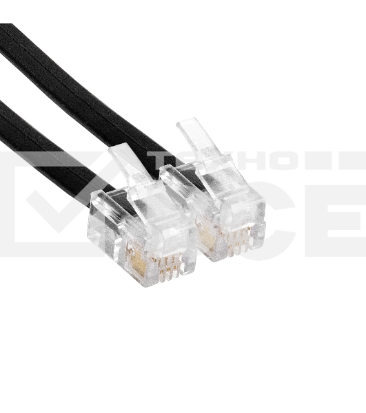 Патч-корд телефонный ExeGate TC4P4C-4M (шнур для телефонной трубки, витой, RJ-10 (4P-4C), 4м, черный)