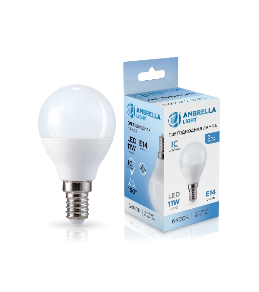 Лампа светодиодная	451116 LED P45 11W IC E14 6400K 175-265V