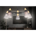 Люстра Ambrella light LH58114/5 BK/LW/SM черный/светлое дерево/дымчатый E14*5 max 40W D660*390, фото 1