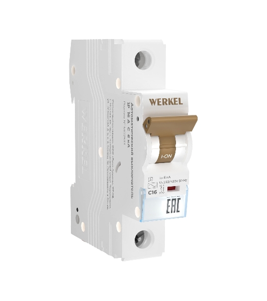 Автоматический выключатель Werkel 1P 16A C 6 кА W901P166