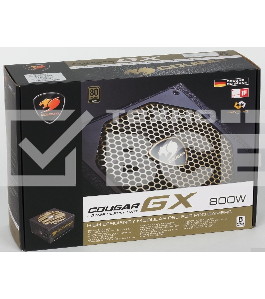 Блок питания Cougar GX 800 (Модульный, Разъем PCIe-4шт,ATX v2.31, 800W, Active PFC, 140mm Fan, 80 Plus Gold) [GX800] Retail