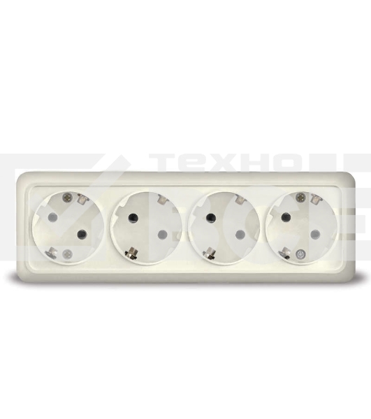 Розетка 4-м ОП Олимп с заземл. беж. UNIVersal 1169