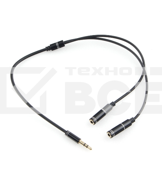 Кабель аудио разветвитель Cablexpert CCAB-02-35MY-0.2MB. 3.5 джек (M)/2х 3.5 джек (F), черный, 0.2м, блистер