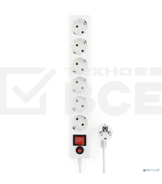 Сетевой фильтр Гарнизон ECL-6-W-5, 6р, 10А, 5м, ур.защиты 4, белый, пакет