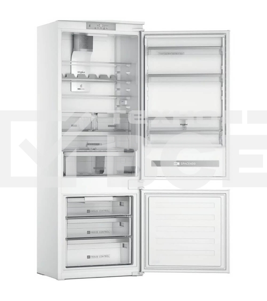 Встраиваемый холодильник Whirlpool SP40812EU2 70 см, 193.5х54.3х69 см, 299/101 л, зона свежести, сенсорное управление, технология 6 SMYSL FreshControl, перенавешиваемые дверцы, скользящие направляющие, Италия