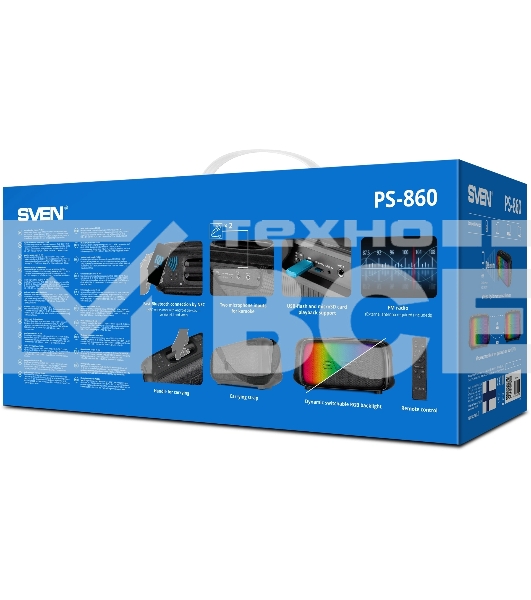 Портативная колонка Sven PS-860 черный 100W 1.0 BT/3.5Jack 5400mAh (SV-022518)