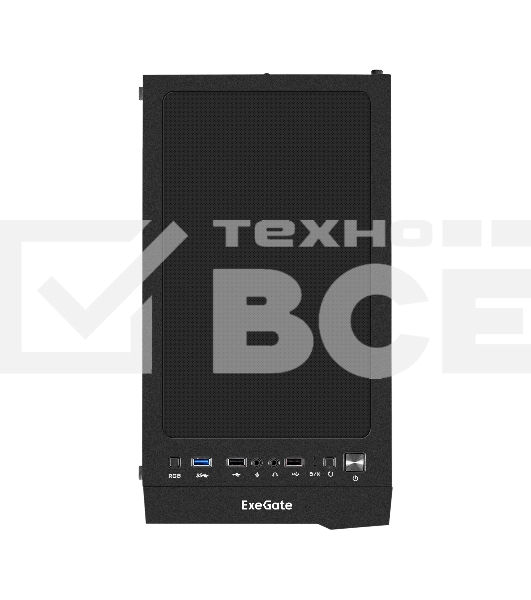 Компьютерный корпус Miditower ExeGate EVO-9211-EVO800 (ATX, БП EVO800RGb с вент. 12см, с окном, 2хUSB+1хUSB3.0, HD аудио, черный, 1 вент. с RGb подсветкой)