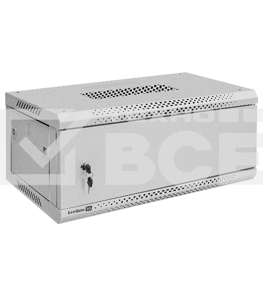 Шкаф телекоммуникационный 19' настенный 4U ExeGate EC-WM-4U.450.M.GREY (19”, 4U, 600x450x280mm (ШхГхВ), передняя дверь металл, съемные боковые панели, пыле- и влагозащита IP23, светло-серый RAL 7035)