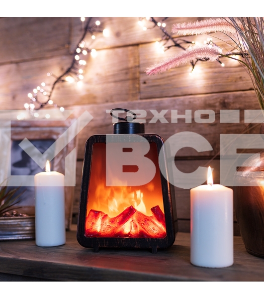 Светодиодный камин Neon-night Лофт с эффектом живого огня 17х10х24,5 см, 3хС (не в комплекте) и USB (в комплекте)