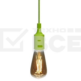 Патрон E27 силиконовый со шнуром 1 м зеленый Rexant