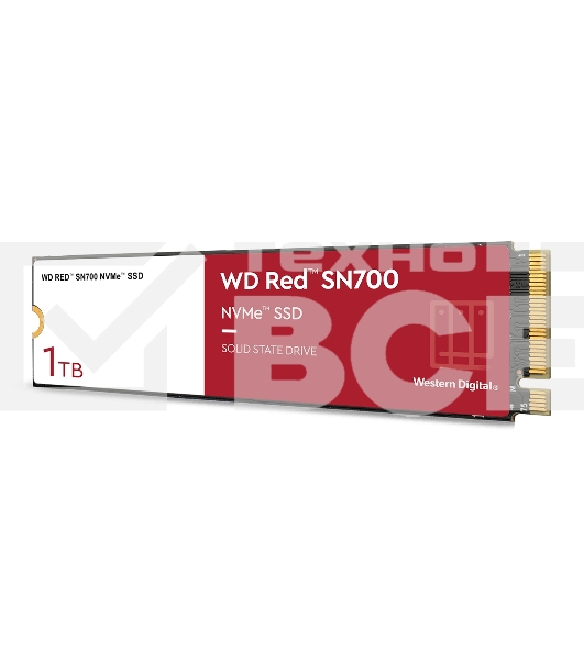 Накопитель SSD WD Red SN700, 1TB, PCIe 3.0 x4, M.2 2280, NVMe, R/W 3430/3000