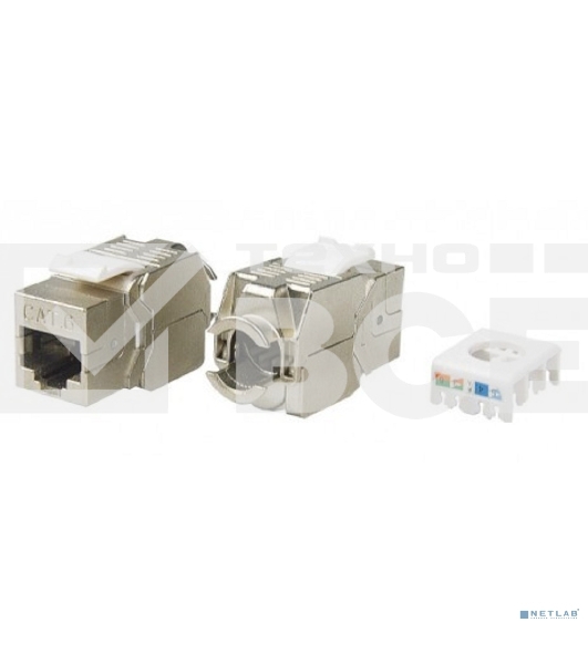 Hyperline KJ8-8P8C-C6-180-TLS-SH-F-WH Вставка Keystone Jack RJ-45(8P8C), категория 6, экранированная, тип 180 градусов, Toolless, белая