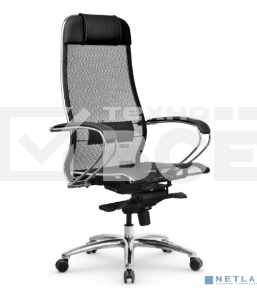 Кресло офисное МЕТТА 'SAMURAI' S-1.04, сверхпрочная ткань-сетка, черное