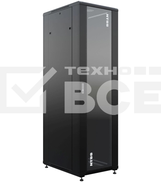Шкаф серверный NTSS Премиум (NTSS-R42U6080GS-BL) напольный 42U 600x800мм пер.дв.стекл металл 900кг черный 710мм 99кг 1987мм IP20 сталь