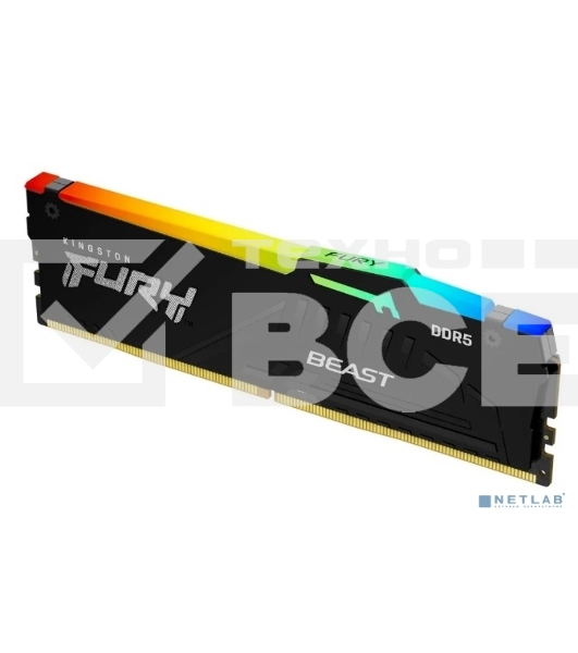 Оперативная память Kingston Fury Beast, DDR5, 16GB (1x16GB), 6000MHz, CL30, с радиатором, RGB, черный