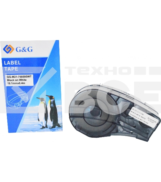 Картридж ленточный G&G GG-M21-750595WT черный на белом 19.1x6.4 для Brady BMP21-PLUS/BMP21-LAB