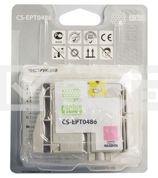 Картридж струйный Cactus CS-EPT0486 светло-пурпурный (14,4 мл) для Epson Stylus Photo R200/R220/R300/R320/R340/RX500/RX600/RX620/RX640