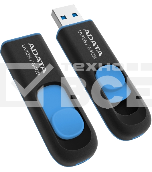 Флеш диск ADATA Flash Drive 64Gb UV128 AUV128-64G-RBE {USB3.0, BLACK/BLUE}