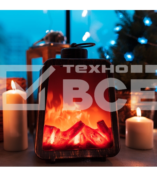 Светодиодный камин Neon-night Лофт с эффектом живого огня 17х10х24,5 см, 3хС (не в комплекте) и USB (в комплекте)