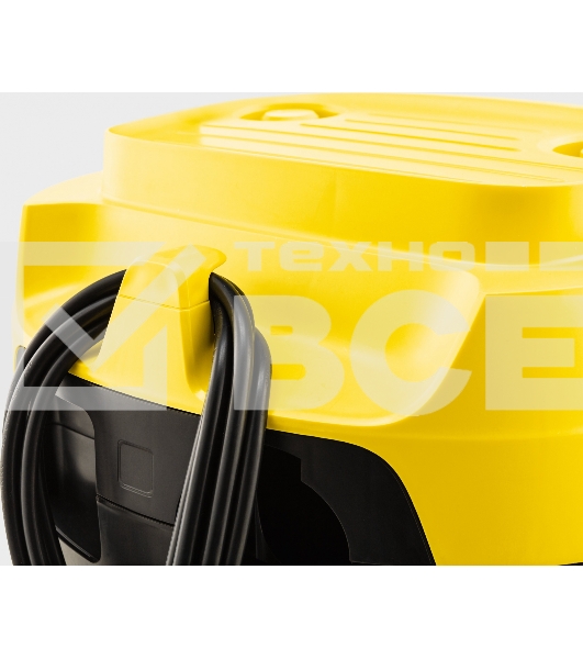 Строительный пылесос Karcher WD 3 S V-17/4/20 желтый, 1000 Вт, уборка сухая/сбор воды, пылесборник мешок/контейнер, 17 л