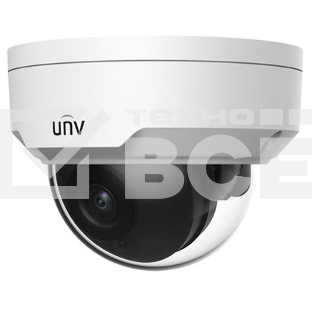 Видеокамера Uniview IP купольная антивандальная, 1/3' 4 Мп КМОП @ 30 к/с, ИК-подсветка до 30м., 0.01 Лк @F2.0, объектив 2.8 мм, DWDR, 2D/3D DNR, Ultra 265, H.265, H.264, MJPEG, 2 потока, детекция движ