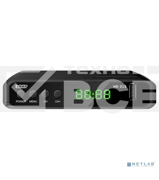 Ресивер эфирный цифровой Эфир DVB-T2 HD HD-215 пластик, дисплей DOLBY DIGITAL,