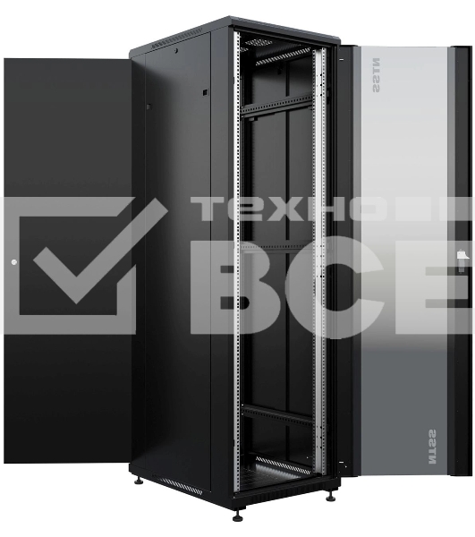Шкаф серверный NTSS Премиум (NTSS-R42U6080GS-BL) напольный 42U 600x800мм пер.дв.стекл металл 900кг черный 710мм 99кг 1987мм IP20 сталь