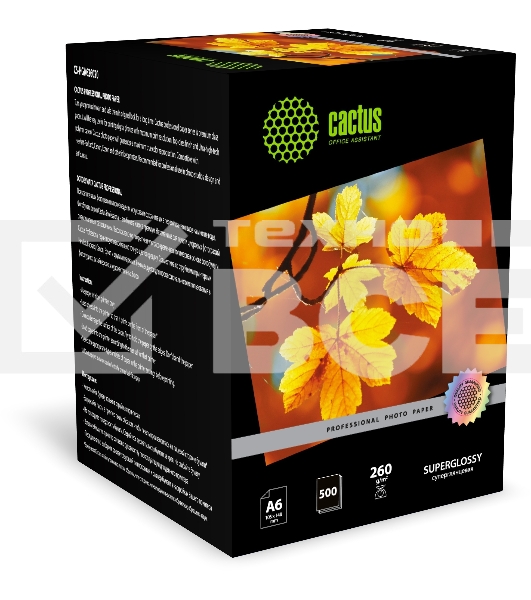 Фотобумага Cactus Prof CS-HGA6260500 A6/260г/м2/500л./белый глянцевое для струйной печати