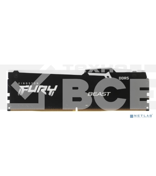 Оперативная память Kingston Fury Beast, DDR5, 16GB (1x16GB), 6000MHz, CL30, с радиатором, RGB, черный