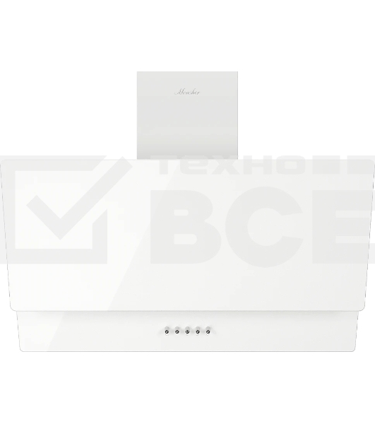 Наклонная вытяжка Monsher ROUEN 60 Blanc Verre, 60 см, производительность 700 м3/ч, 3 скорости, турбо режим, механическое управление, уровень шума 53 дБ, LED освещение, угольный фильтр KFM 101 (опция), цвет белый