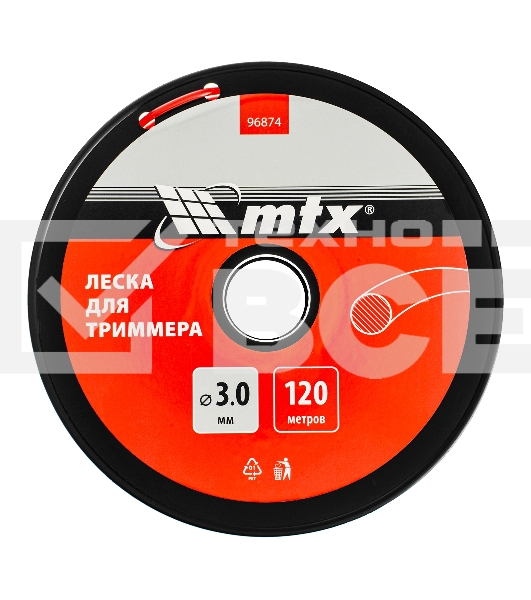 Леска для триммера круглая 3,0 мм х 120 м, на катушке MTX