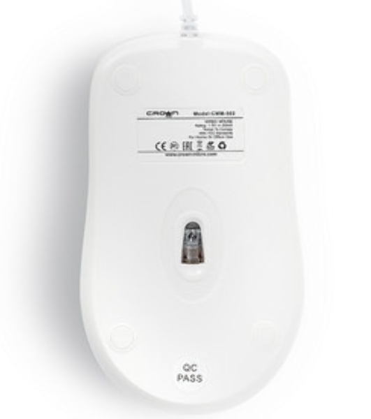 Мышь проводная Crown CMM-502 белый, 1000 dpi, USB, кнопки - 3