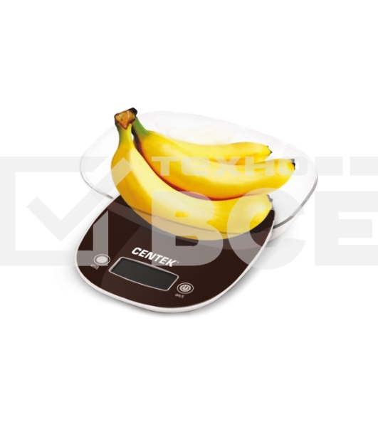 Весы кухонные Centek CT-2456 (шоколад) электр., max 7кг(!!!), шаг 1г, большая съемная чаша, дисплей